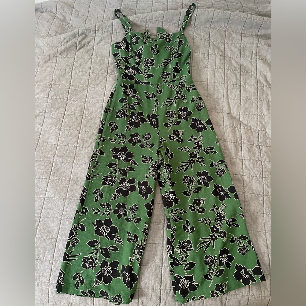 Green and Black Floral Jumpsuit